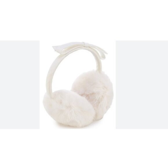 KATE SPADE faux-fur bow top headband women's earmuffs ear warmer - White - Picture 2 of 6
